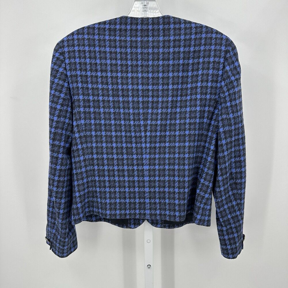 Vintage Pendleton Women Blazer Size 10 Blue Black Houndstooth 100% Virgin Wool - Picture 2 of 6